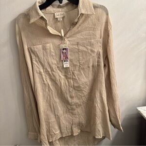 Charlie Paige Cream Textured Blouse